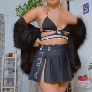 Black + rhinestone two-piece festival set